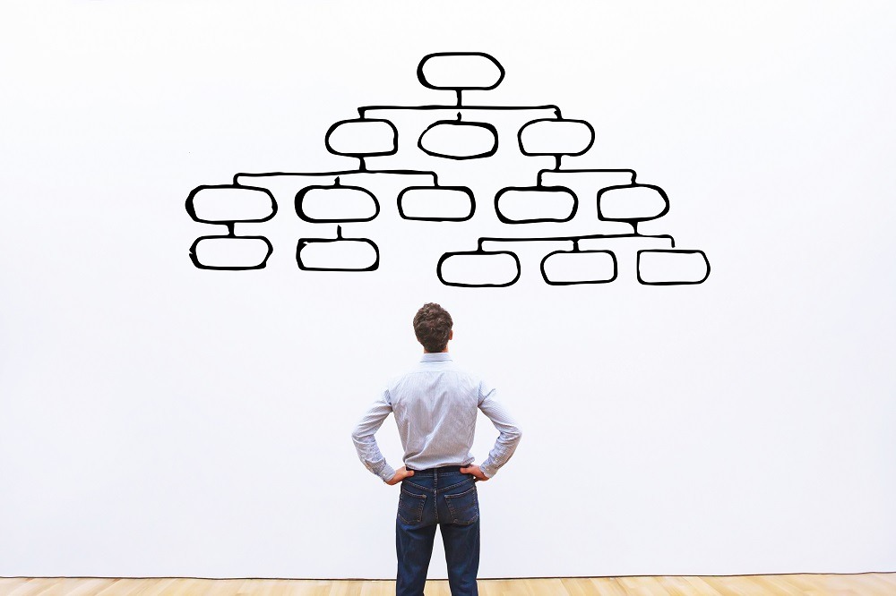 Man standing in front of organization design