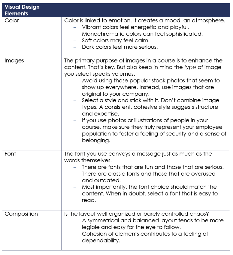 Visual Design Elements Chart 2